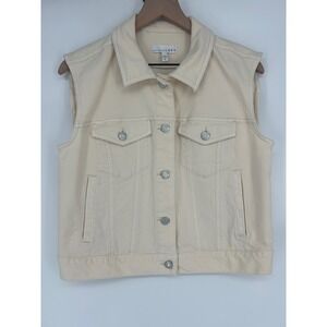 "NWT" LOFT Women's Cream Denim Vest In Women's Size Small- Office Academia